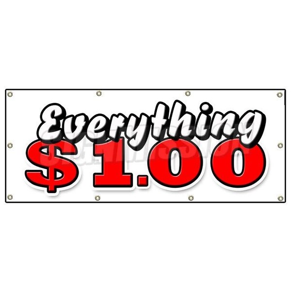 EVERYTHING 1 DOLLAR BANNER SIGN one huge sale store shop dollar